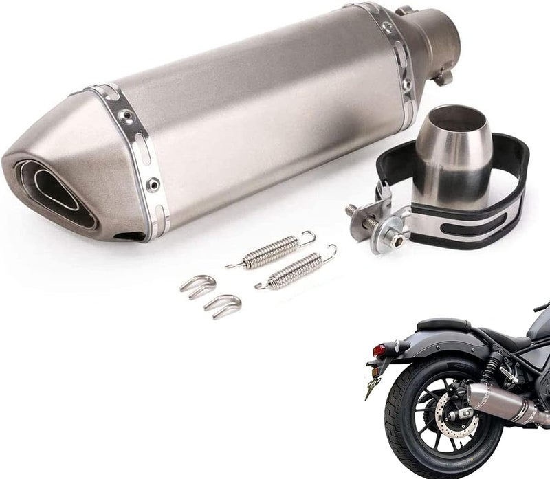 Tesmirror Motorcycle Exhaust Muffler 1.5-2"Inlet with Removable DB Killer for Street/Sport Motorcycles and Scooters with 38,51mm Diameter Exhaust Pipes(Titanium) - Image 1